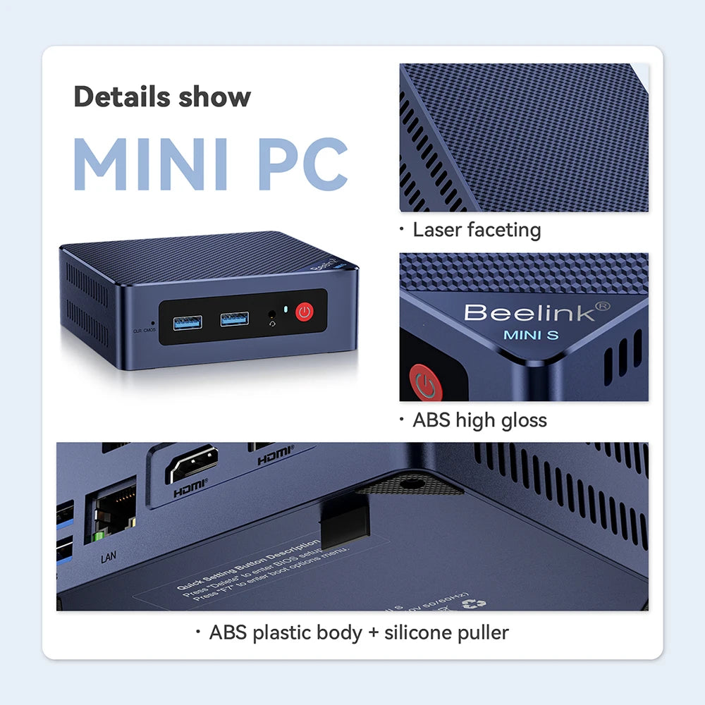 Beelink Mini PC N100 S12 Pro Twin Lake N150 S13 16G500G Mini S Intel N5095 8GB 128GB SSD Desktop Office Computer N95 VS GK3V