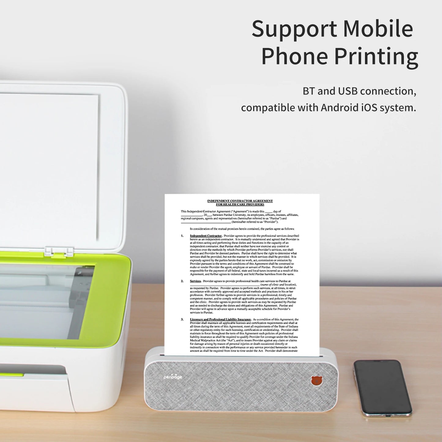 PeriPage A40 A4 Printer Wirless Printer USB Android BT Printing PDF File Webpage Contract Picture with 10 Rolls Thermal Paper