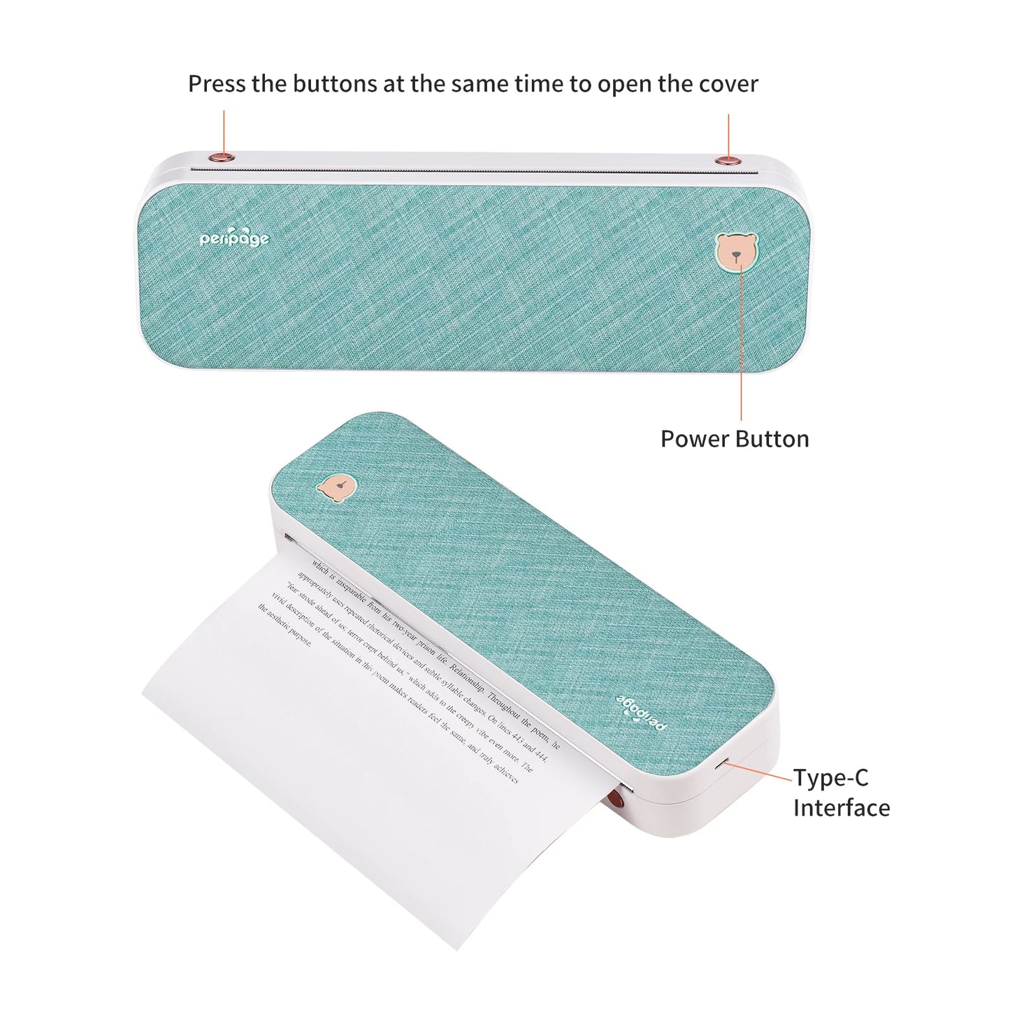PeriPage A40 A4 Printer Wirless Printer USB Android BT Printing PDF File Webpage Contract Picture with 10 Rolls Thermal Paper