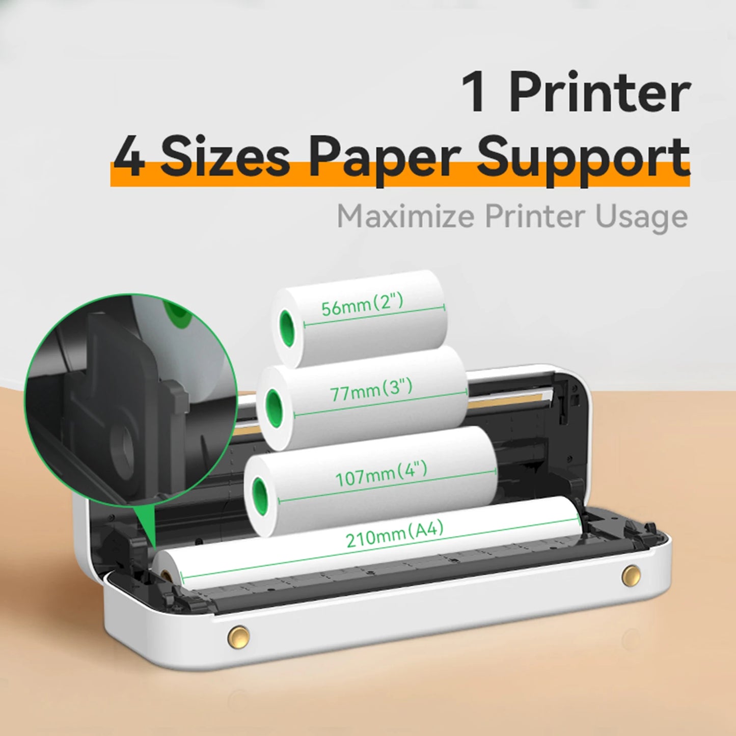 PeriPage A40 A4 Printer Wirless Printer USB Android BT Printing PDF File Webpage Contract Picture with 10 Rolls Thermal Paper