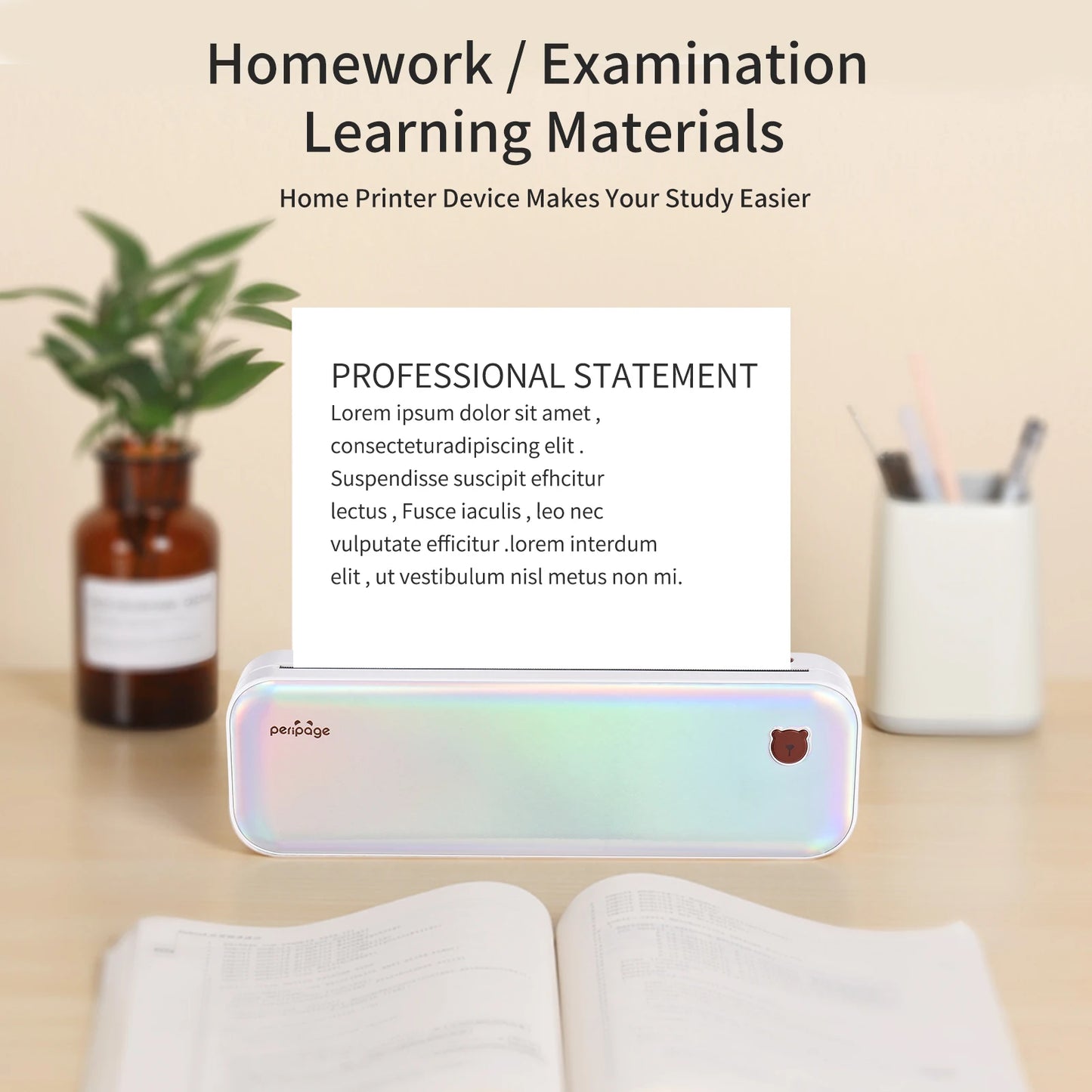 PeriPage A40 A4 Printer Wirless Printer USB Android BT Printing PDF File Webpage Contract Picture with 10 Rolls Thermal Paper