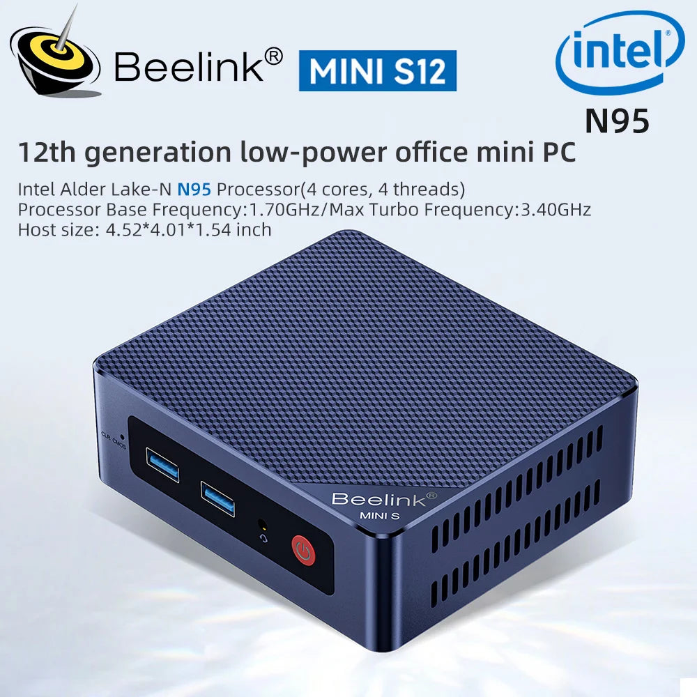 Beelink Mini PC N100 S12 Pro Twin Lake N150 S13 16G500G Mini S Intel N5095 8GB 128GB SSD Desktop Office Computer N95 VS GK3V