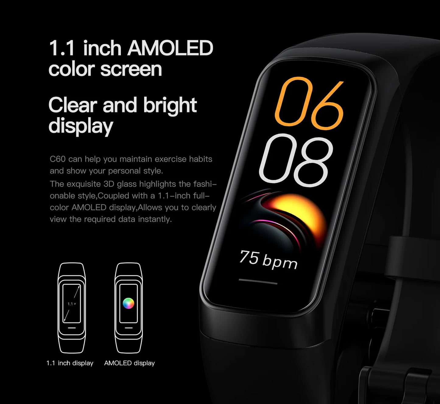 LIGE Amoled Smart Watch Men 2025 Smart Band Women Heart Rate Blood Smartwartch Waterproof Smart Bracelet Sport Fitness Tracker