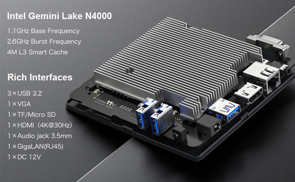 MLLSE Mini PC M2 Air Intel Gemini Lake N4000 Windows 11 6GB RAM 128GB ROM Dual-Band WiFi Bluetooth USB Mini Computer