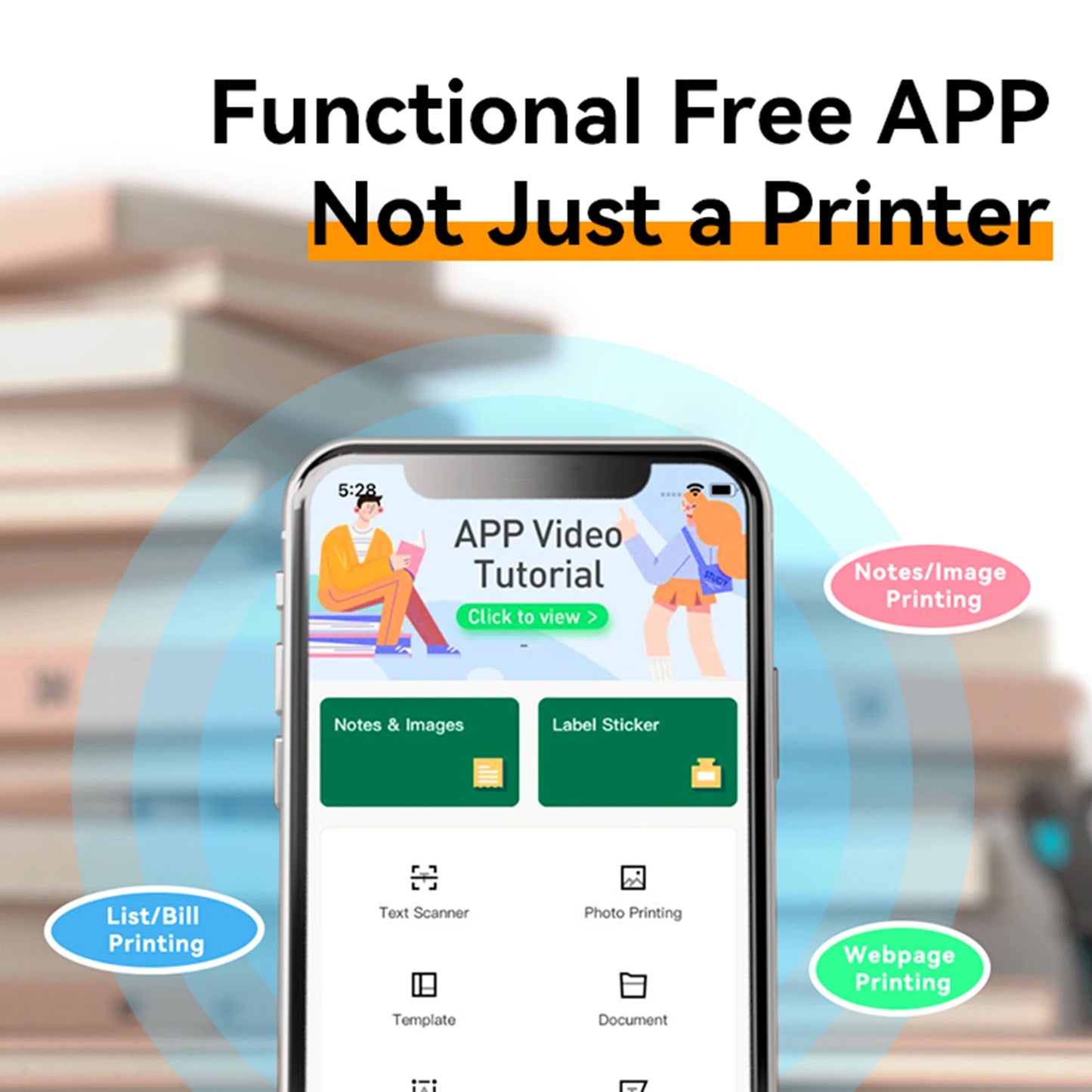 PeriPage A40 A4 Printer Wirless Printer USB Android BT Printing PDF File Webpage Contract Picture with 10 Rolls Thermal Paper