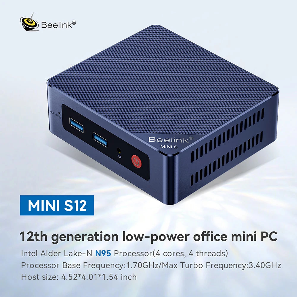 Beelink Mini PC N100 S12 Pro Twin Lake N150 S13 16G500G Mini S Intel N5095 8GB 128GB SSD Desktop Office Computer N95 VS GK3V