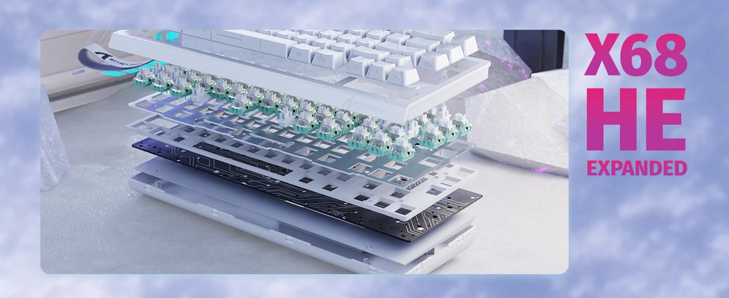 ATTACK SHARK X68 HE Rapid Trigger Mechanical Gaming Keyboard 60% Wired with Adjustable Actuation,Hall Effect Magnetic Switch,8KH