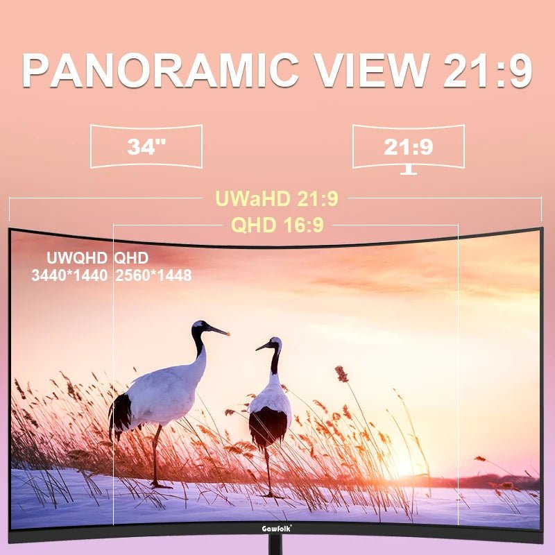 A 34 - inch ultra - large curved gaming monitor with 4K HD picture quality, a 165Hz high refresh rate, and a 1500R curvature. - RealmSelect