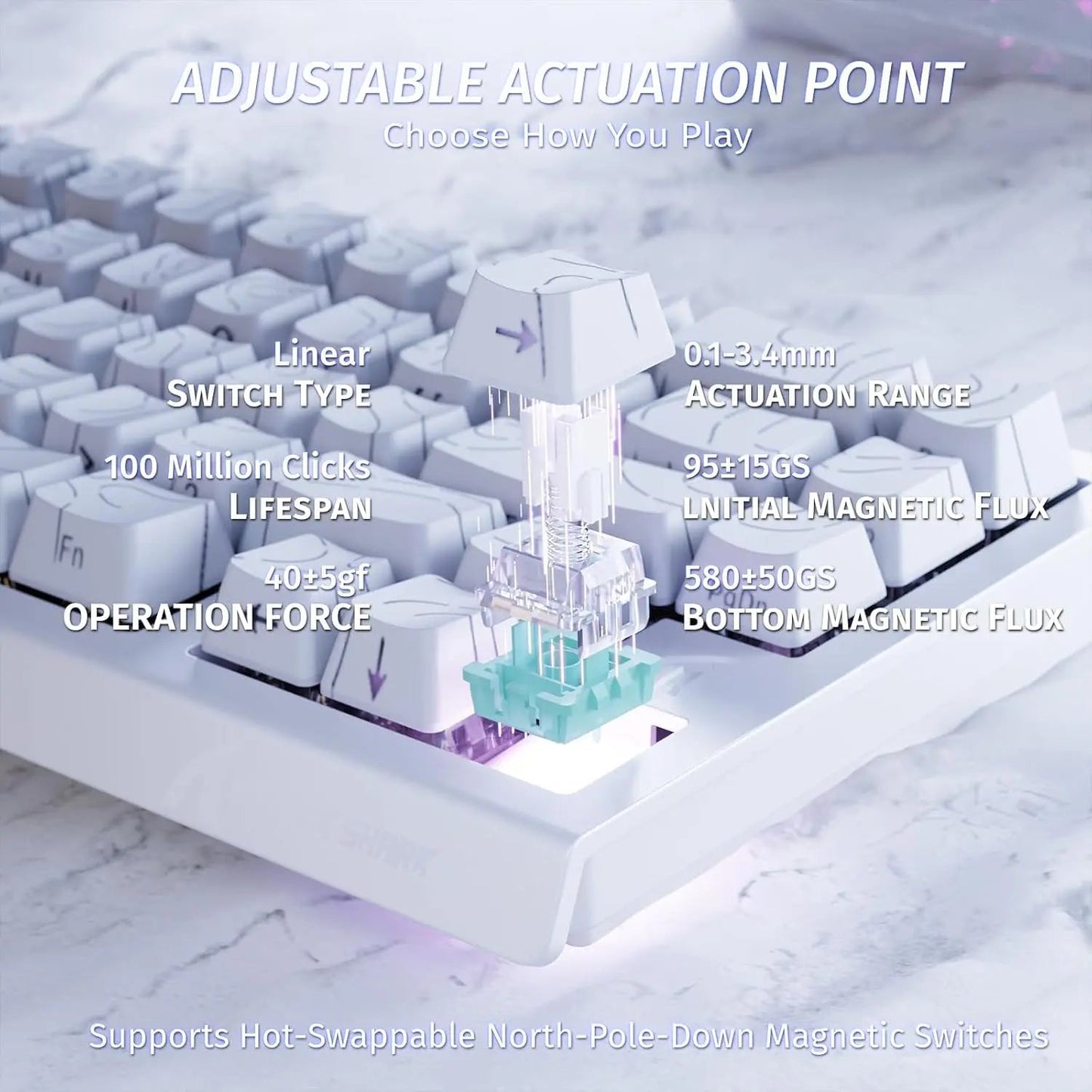 ATTACK SHARK X68 HE Rapid Trigger Mechanical Gaming Keyboard 60% Wired with Adjustable Actuation,Hall Effect Magnetic Switch,8KH - RealmSelect
