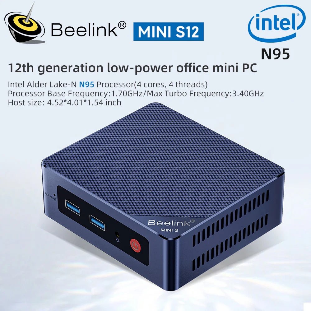 Beelink Mini PC N100 S12 Pro Twin Lake N150 S13 16G500G Mini S Intel N5095 8GB 128GB SSD Desktop Office Computer N95 VS GK3V - RealmSelect