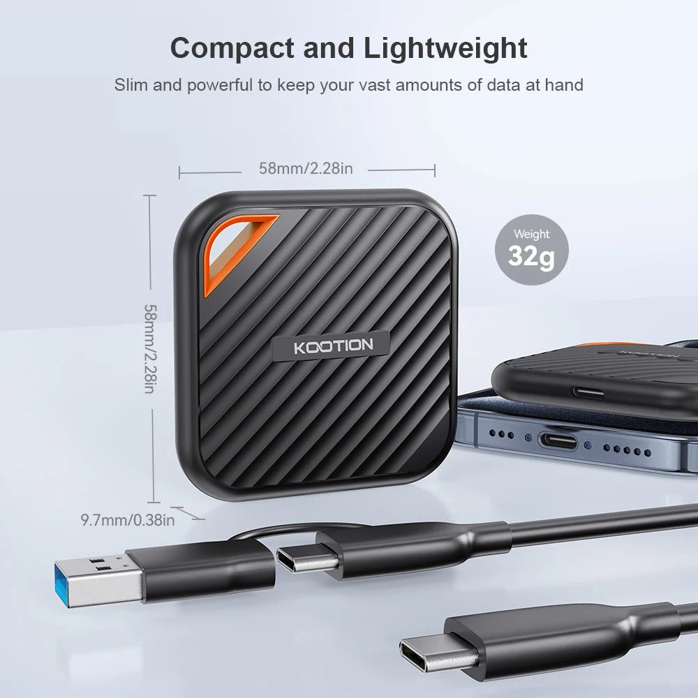 KOOTION X6Max Portable SSD 1TB 512GB USB - C PSSD USB 3.2 External SSD Gen 2x2 Portable Solid State Drive for iPhone15 16 PC Mac - RealmSelect
