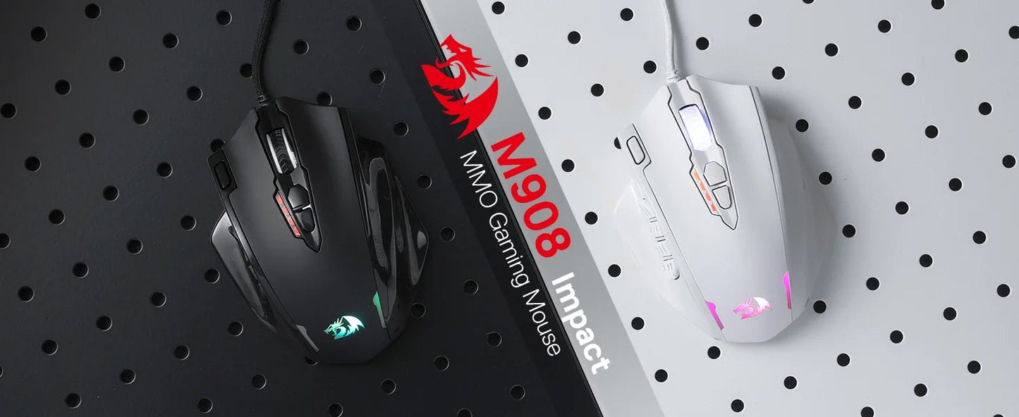 Redragon M908 RGB Backlight LED USB Wired Gaming Mouse 18 Programmable Mouse Buttons 12400 DPI - RealmSelect