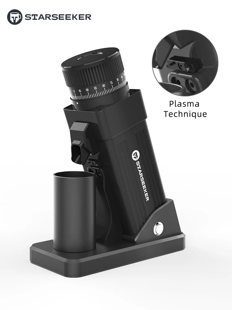 STARSEEKER E55 Electric Coffee Grinder 55MM Espresso Cone burr Stepless Fineness Adjustment Cold Brew Bean Grinder Black Sliver - RealmSelect