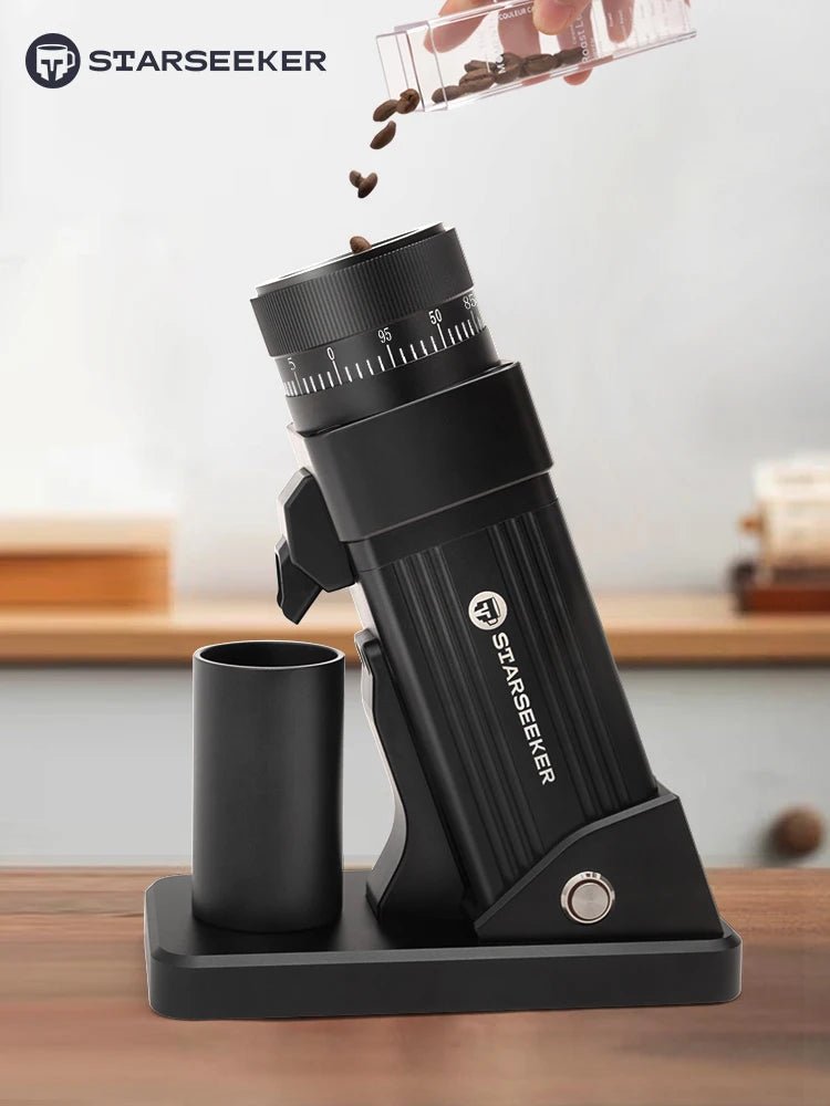 STARSEEKER E55 Electric Coffee Grinder 55MM Espresso Cone burr Stepless Fineness Adjustment Cold Brew Bean Grinder Black Sliver - RealmSelect