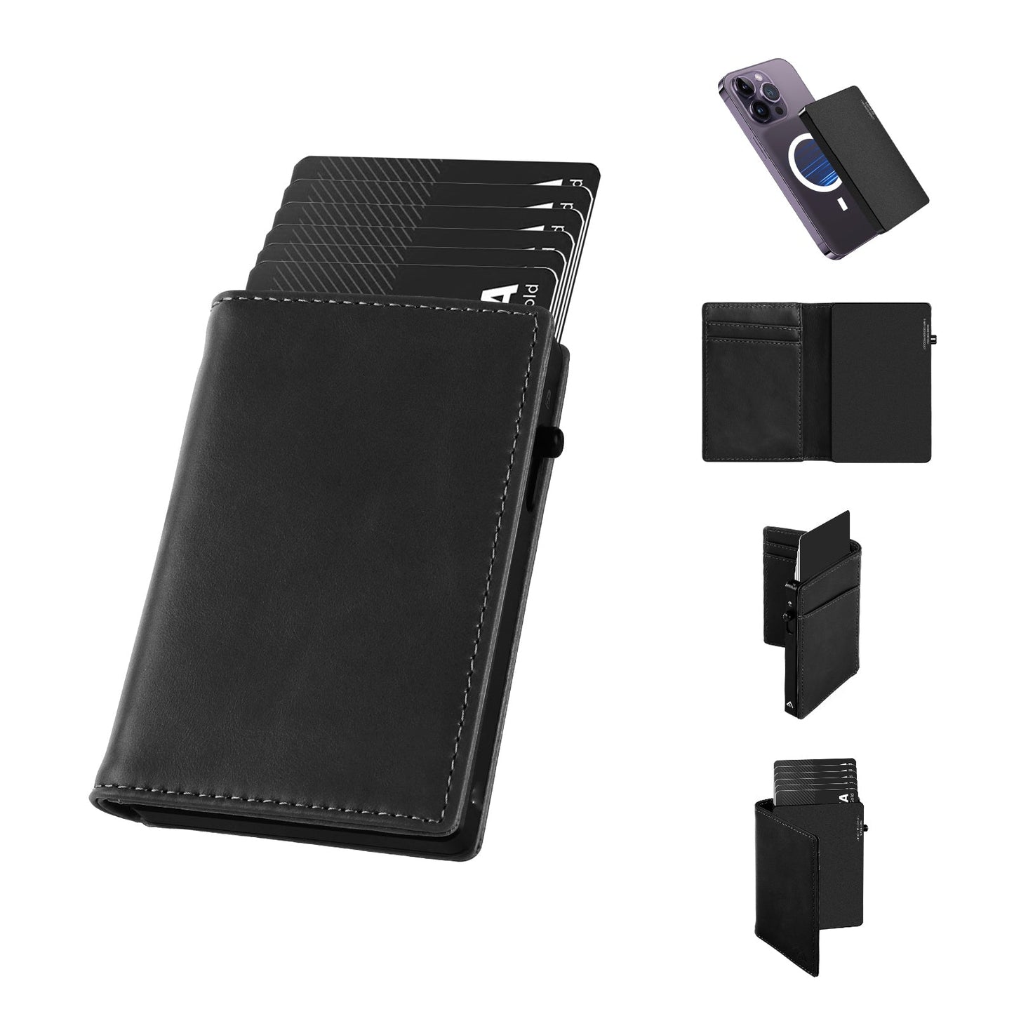 TOYFID Aluminum Alloy Wallet With Genuine Leather Cover Men's Billfolds - RealmSelect