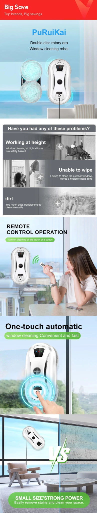 Ultra thin Robot vacuum cleaner window cleaning robot window cleaner electric glass limpiacristales remote control for home - RealmSelect