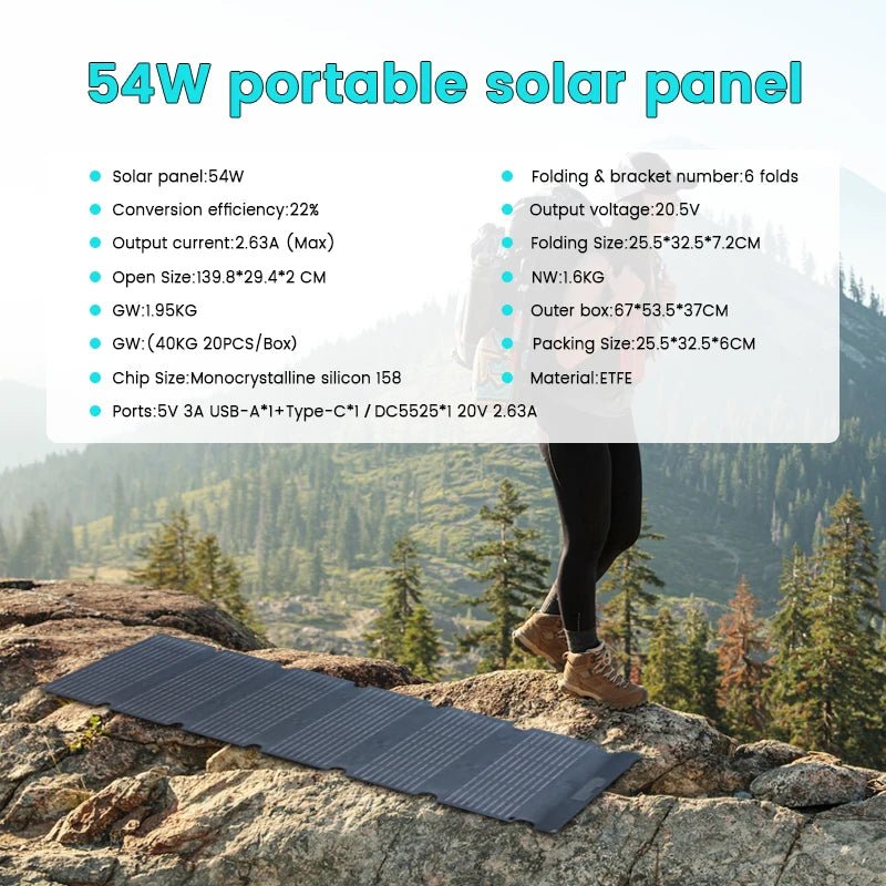 100W Solar Panel Portable Folding 54W 36W 21W Solar Generator for Camping Balcony photovoltaic panels Waterproof - RealmSelect