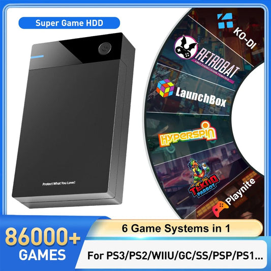 12TB Gaming HDD with Hyperspin Launchbox Retrobat Playnite with 86000+ Retro Video Games Super Console for PS3/PS2/PS/WII/WIIU - RealmSelect