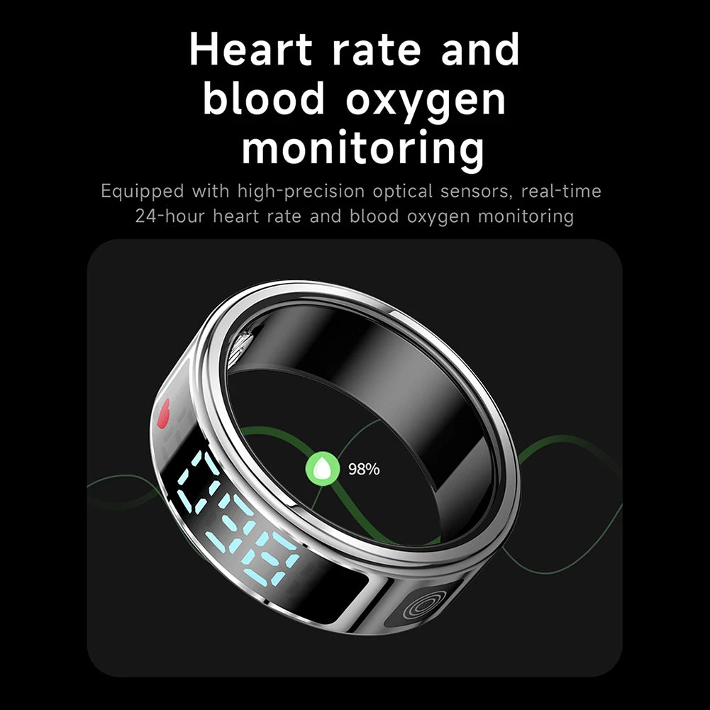 2025 New RS08 Smart Ring 5ATM Waterproof Health Fitness Rings Heart Rate and Blood Oxygen Monitor for Men Women for iOS Android - RealmSelect