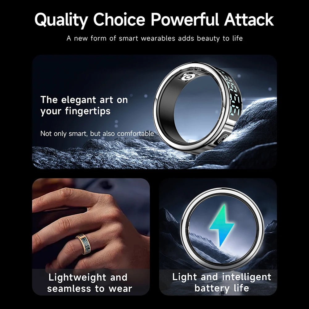 2025 New RS08 Smart Ring 5ATM Waterproof Health Fitness Rings Heart Rate and Blood Oxygen Monitor for Men Women for iOS Android - RealmSelect