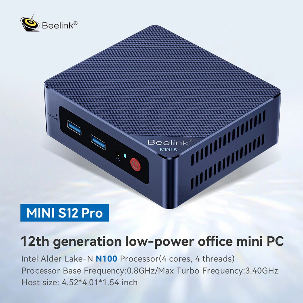 Beelink Mini PC N100 S12 Pro Twin Lake N150 S13 16G500G Mini S Intel N5095 8GB 128GB SSD Desktop Office Computer N95 VS GK3V
