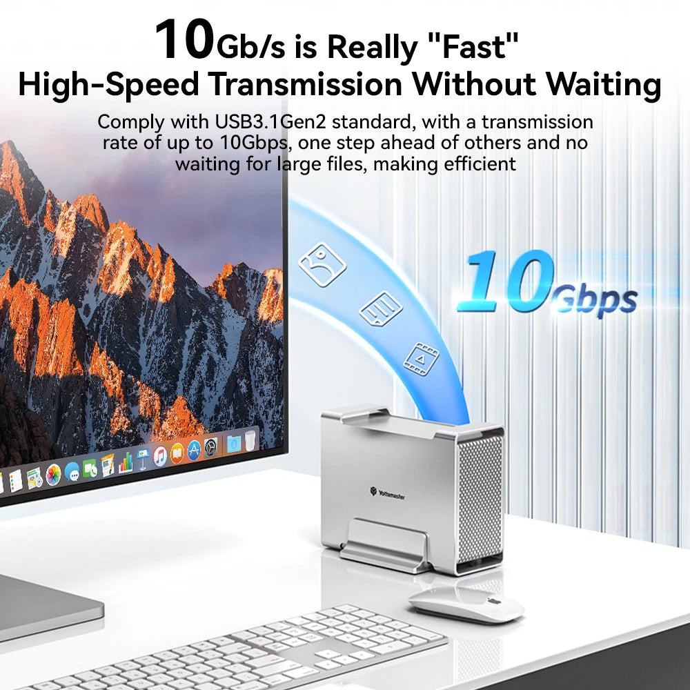 【Local Warehouse】Yottamaster 2 Bay Aluminum Alloy RAID USB3.1 10Gbps Hard Drive Enclosure 2.5" 3.5" SATA SSD/HDD External Case