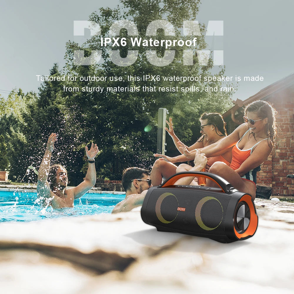 DOSS 100W Portable Speaker Bluetooth 5.3 Powerful Stereo Sound Bass Subwoofer Sound Box Outdoor IPX6 Waterproof Wireless Speaker