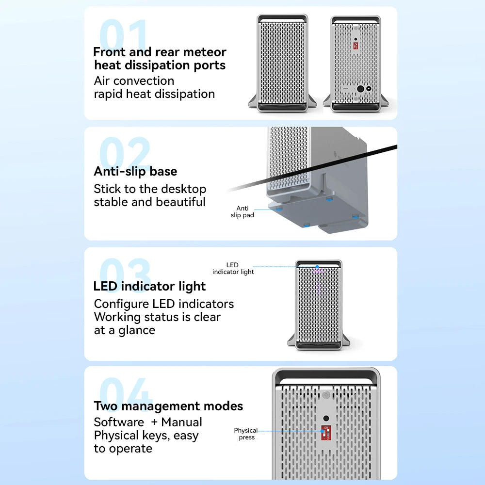【Local Warehouse】Yottamaster 2 Bay Aluminum Alloy RAID USB3.1 10Gbps Hard Drive Enclosure 2.5" 3.5" SATA SSD/HDD External Case