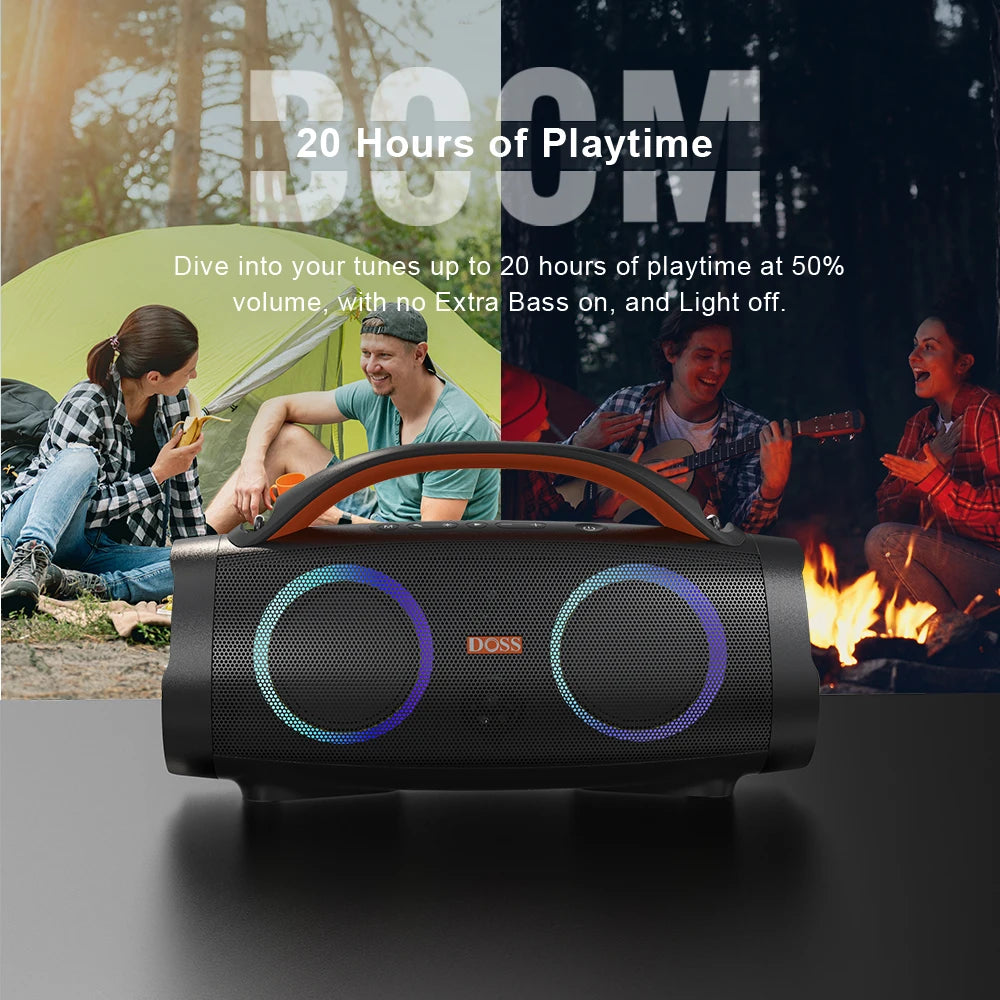 DOSS 100W Portable Speaker Bluetooth 5.3 Powerful Stereo Sound Bass Subwoofer Sound Box Outdoor IPX6 Waterproof Wireless Speaker