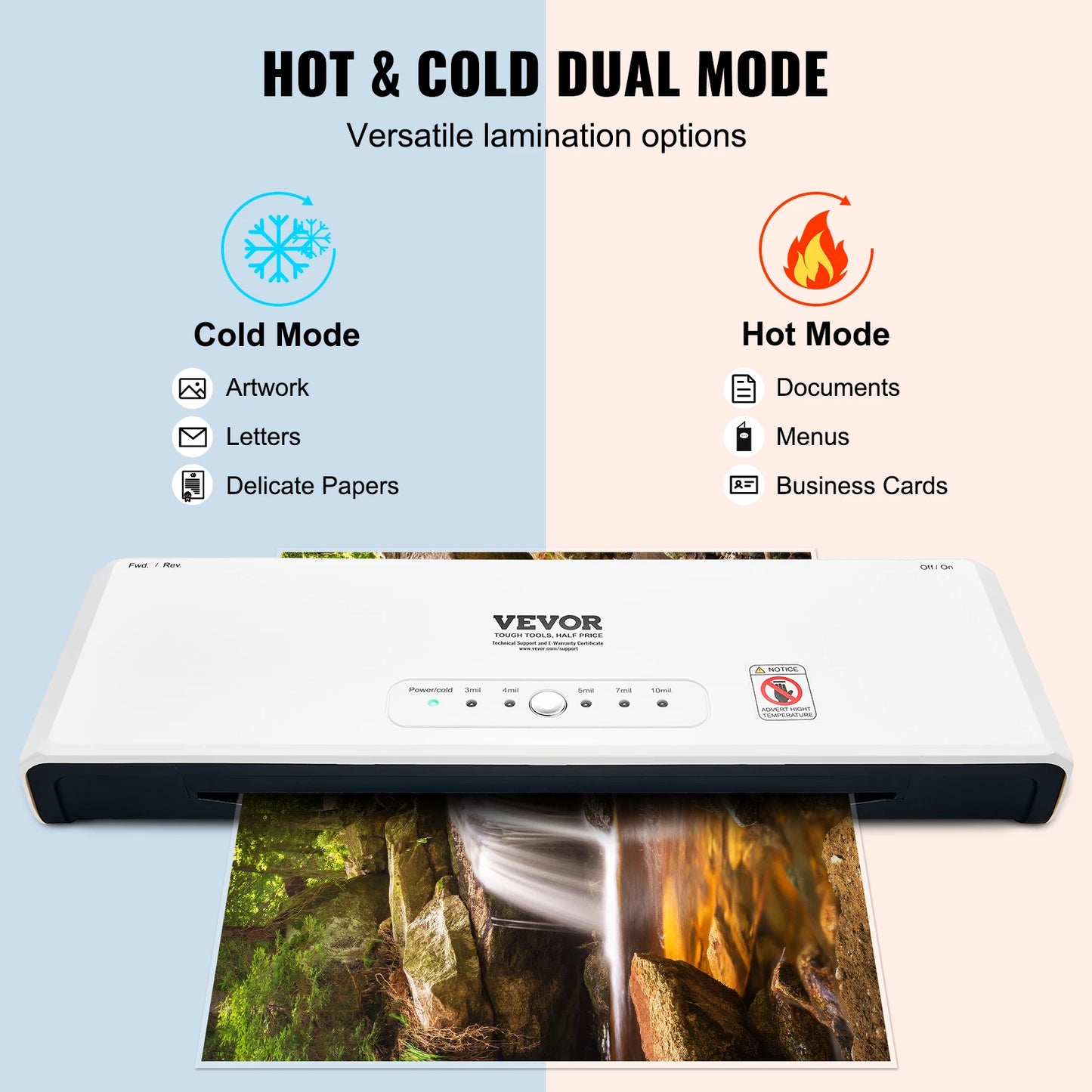 VEVOR 13-inch Laminating Machine 4 Rollers Hot & Cold Thermal Laminator Quick Warm-up Laminating Machine for Home Office School