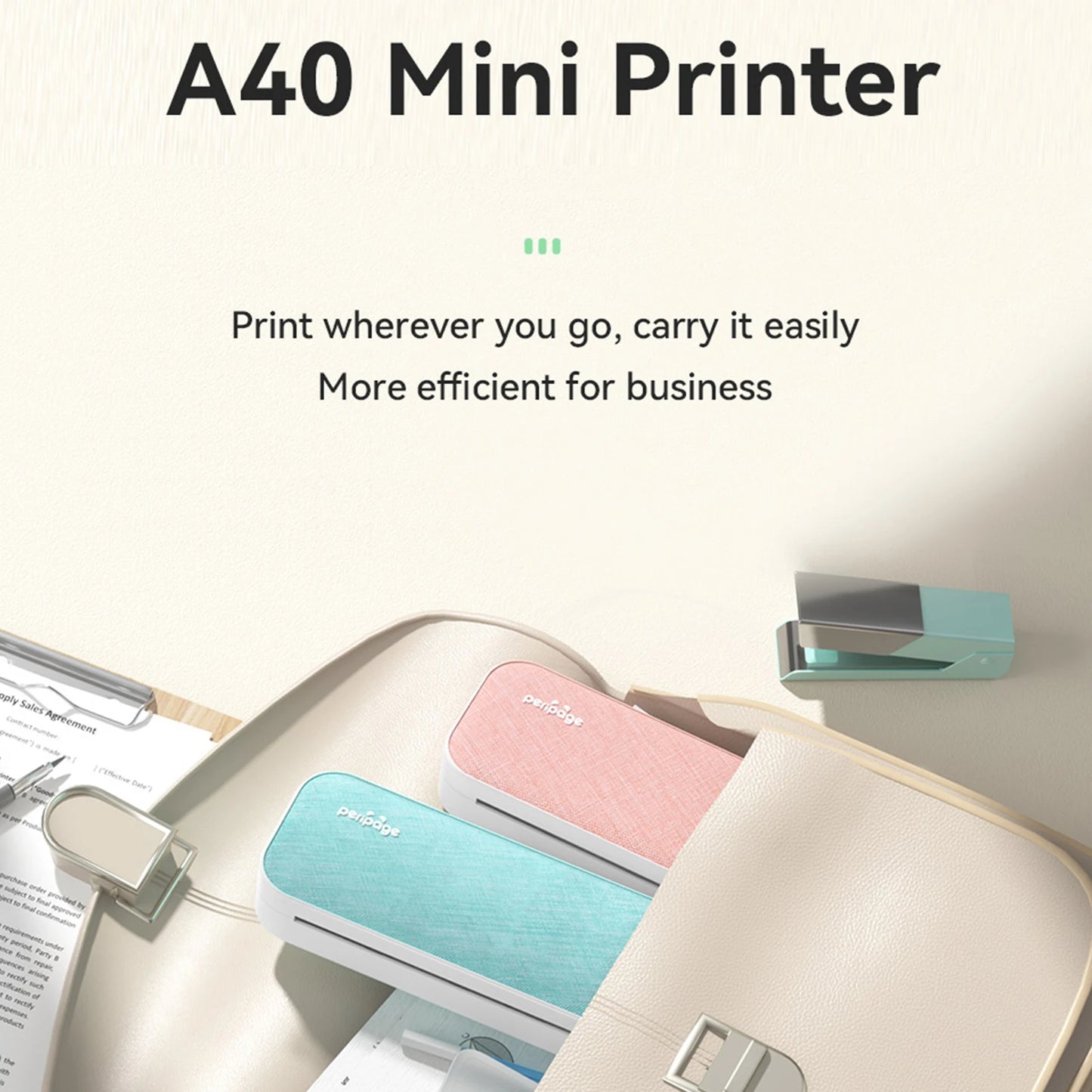 PeriPage A40 A4 Printer Wirless Printer USB Android BT Printing PDF File Webpage Contract Picture with 10 Rolls Thermal Paper