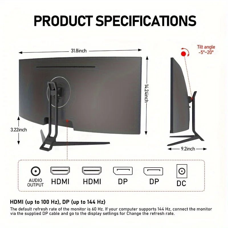 A 34 - inch ultra - large curved gaming monitor with 4K HD picture quality, a 165Hz high refresh rate, and a 1500R curvature. - RealmSelect