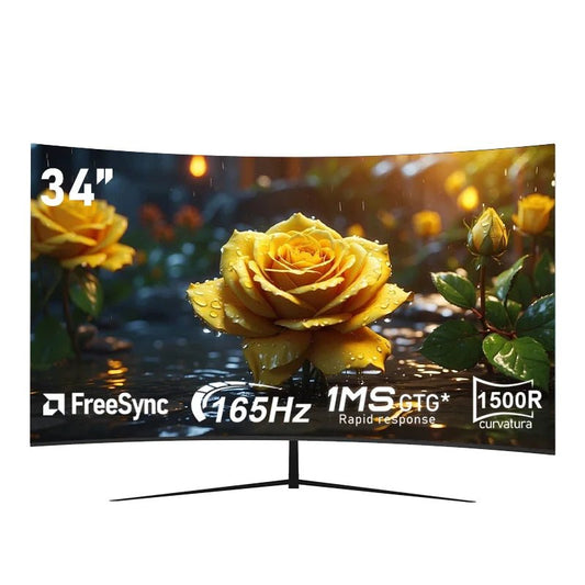 A 34 - inch ultra - large curved gaming monitor with 4K HD picture quality, a 165Hz high refresh rate, and a 1500R curvature. - RealmSelect