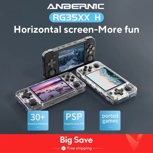 ANBERNIC RG35XX H Handheld Game Console Linux 3.5 inch IPS Screen H700 Retro Video Games Player 3300mAh 64G 5528 Classic Games - RealmSelect