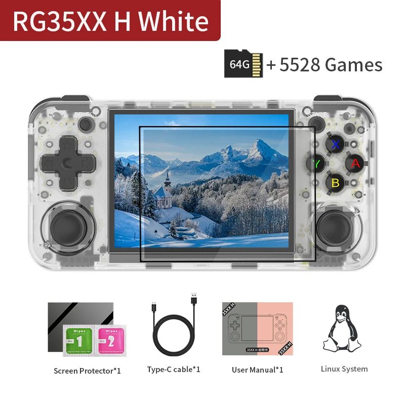ANBERNIC RG35XX H Handheld Game Console Linux 3.5 inch IPS Screen H700 Retro Video Games Player 3300mAh 64G 5528 Classic Games - RealmSelect