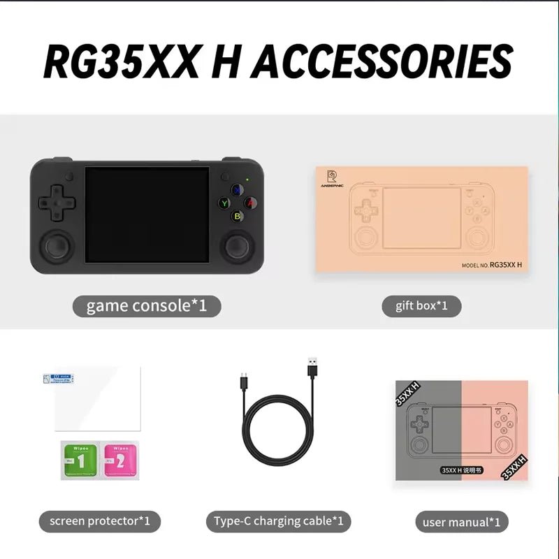 ANBERNIC RG35XX H Handheld Game Console Linux 3.5 inch IPS Screen H700 Retro Video Games Player 3300mAh 64G 5528 Classic Games - RealmSelect