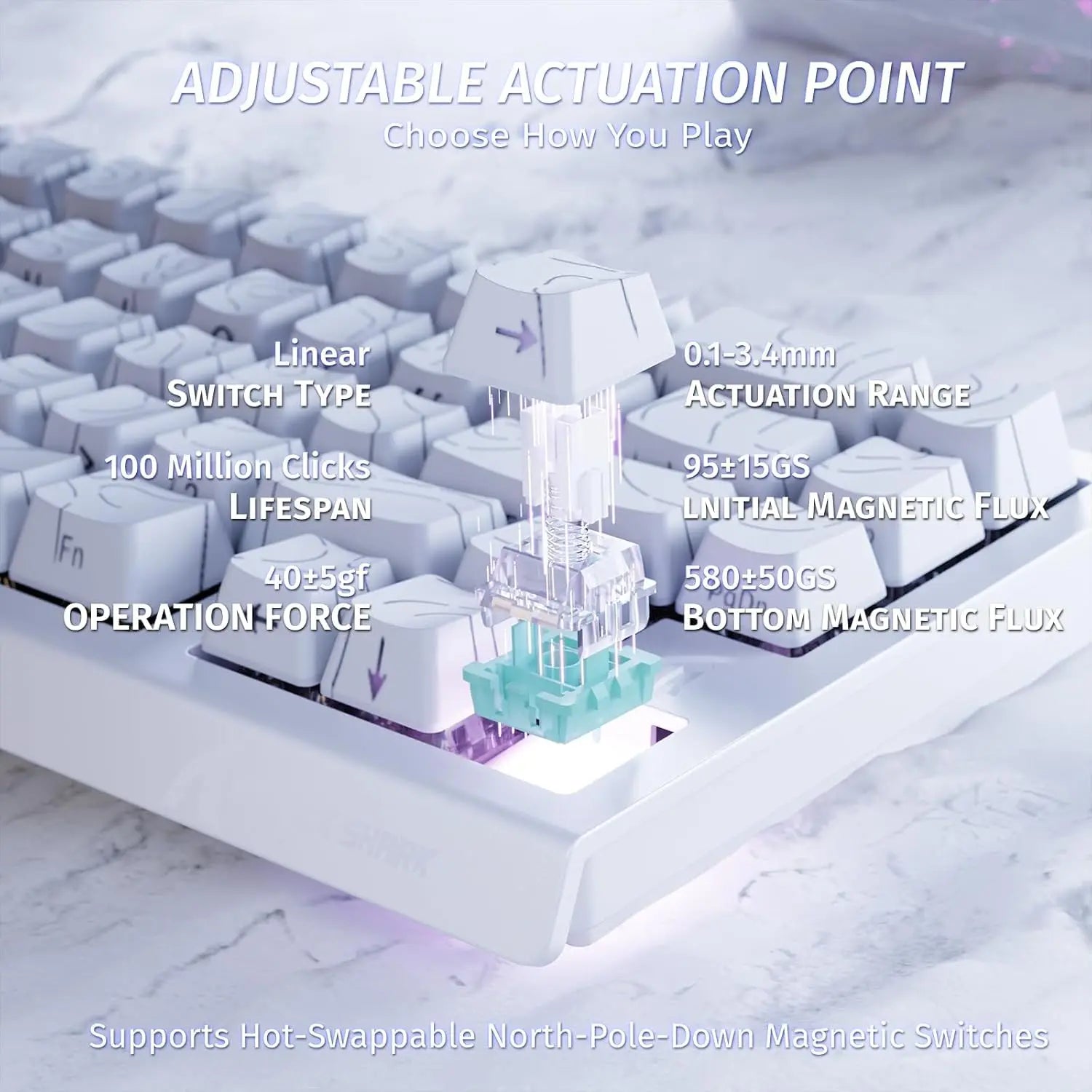 ATTACK SHARK X68 HE Rapid Trigger Mechanical Gaming Keyboard 60% Wired with Adjustable Actuation,Hall Effect Magnetic Switch,8KH - RealmSelect
