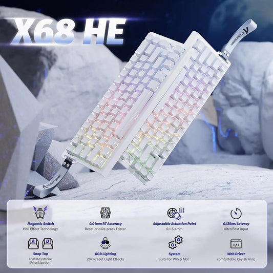 ATTACK SHARK X68 HE Rapid Trigger Mechanical Gaming Keyboard 60% Wired with Adjustable Actuation,Hall Effect Magnetic Switch,8KH - RealmSelect
