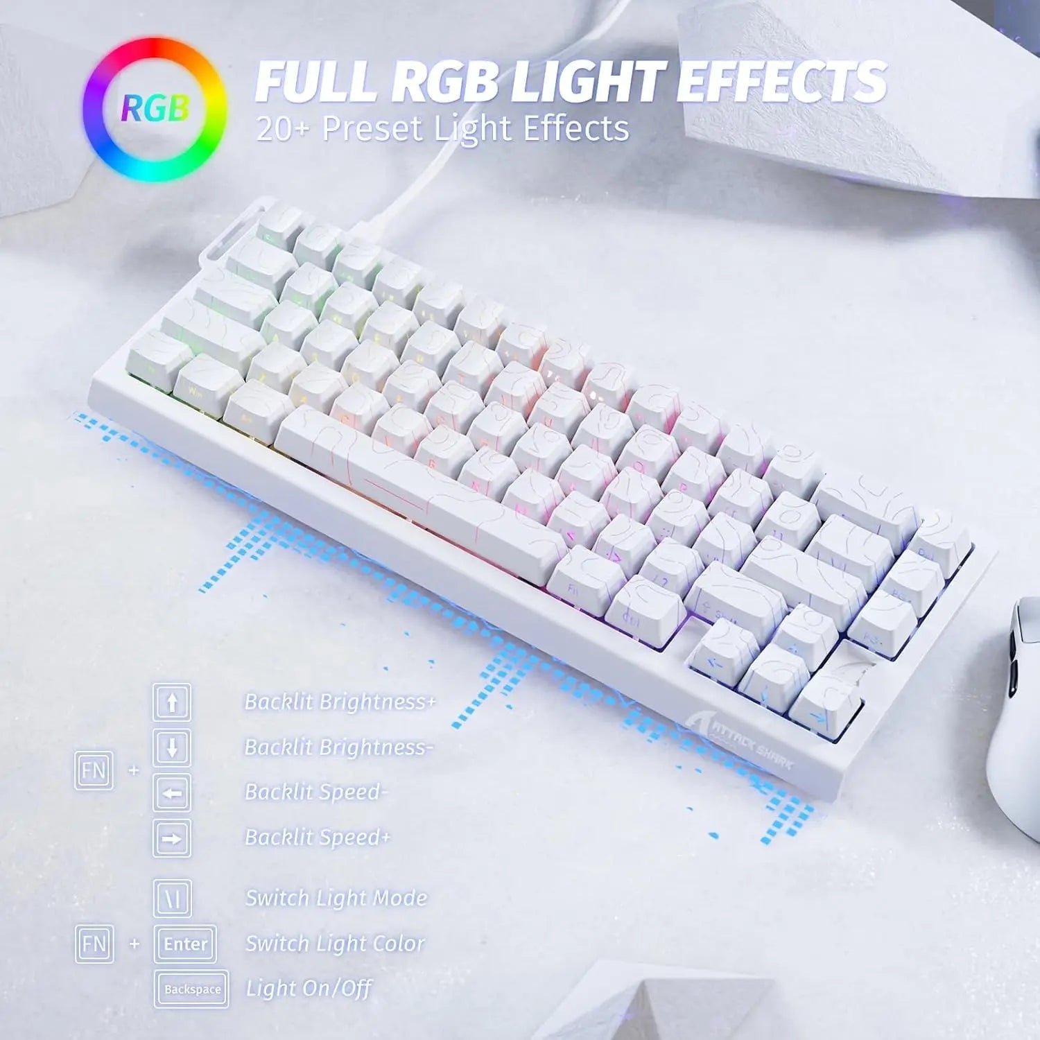 ATTACK SHARK X68 HE Rapid Trigger Mechanical Gaming Keyboard 60% Wired with Adjustable Actuation,Hall Effect Magnetic Switch,8KH - RealmSelect