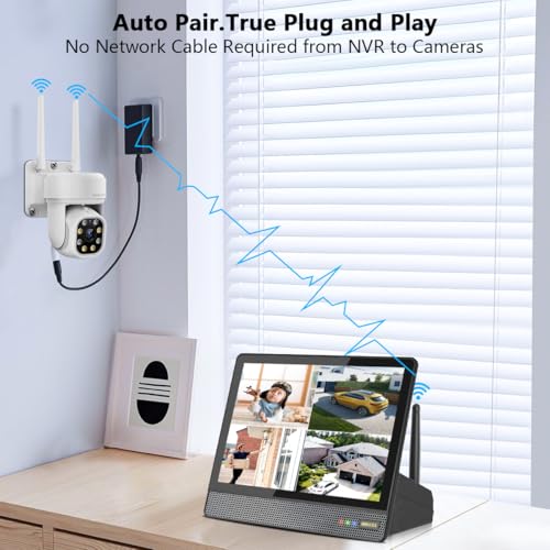 Auto - Tracking & 2 - Way Audio PTZ WiFi Outdoor Security Camera System Pan 5MP Wireless Cameras System 10 Channel NVR Video Surveillance DVR Set - RealmSelect