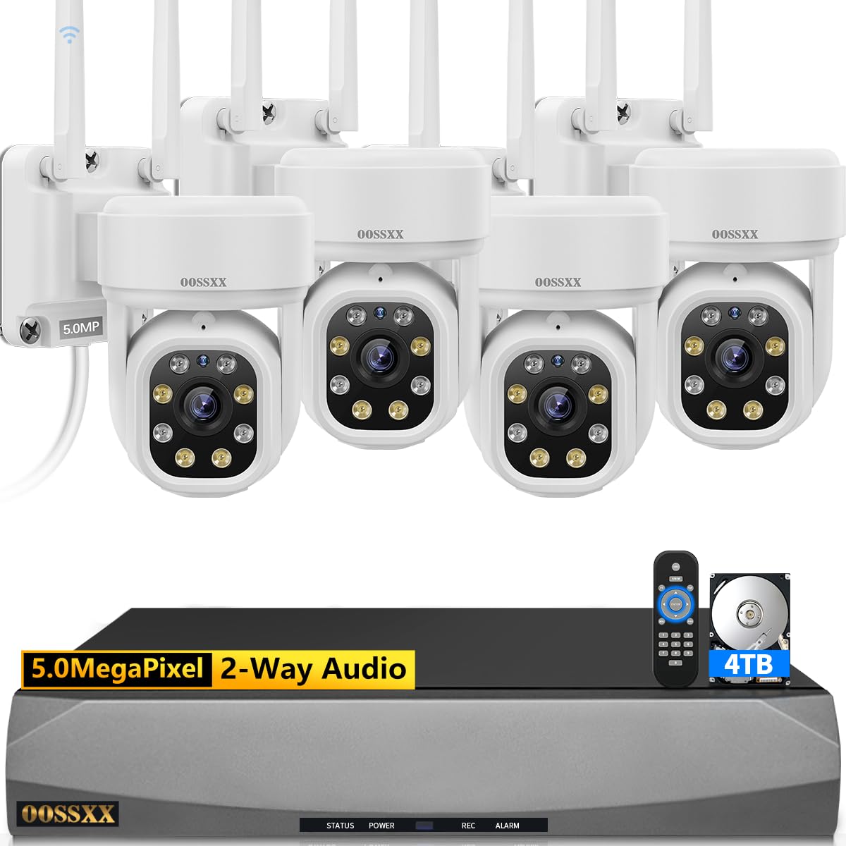 Auto - Tracking & 2 - Way Audio PTZ WiFi Outdoor Security Camera System Pan 5MP Wireless Cameras System 10 Channel NVR Video Surveillance DVR Set - RealmSelect