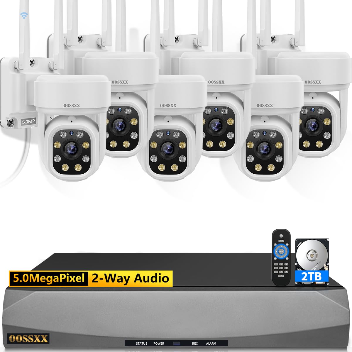 Auto - Tracking & 2 - Way Audio PTZ WiFi Outdoor Security Camera System Pan 5MP Wireless Cameras System 10 Channel NVR Video Surveillance DVR Set - RealmSelect
