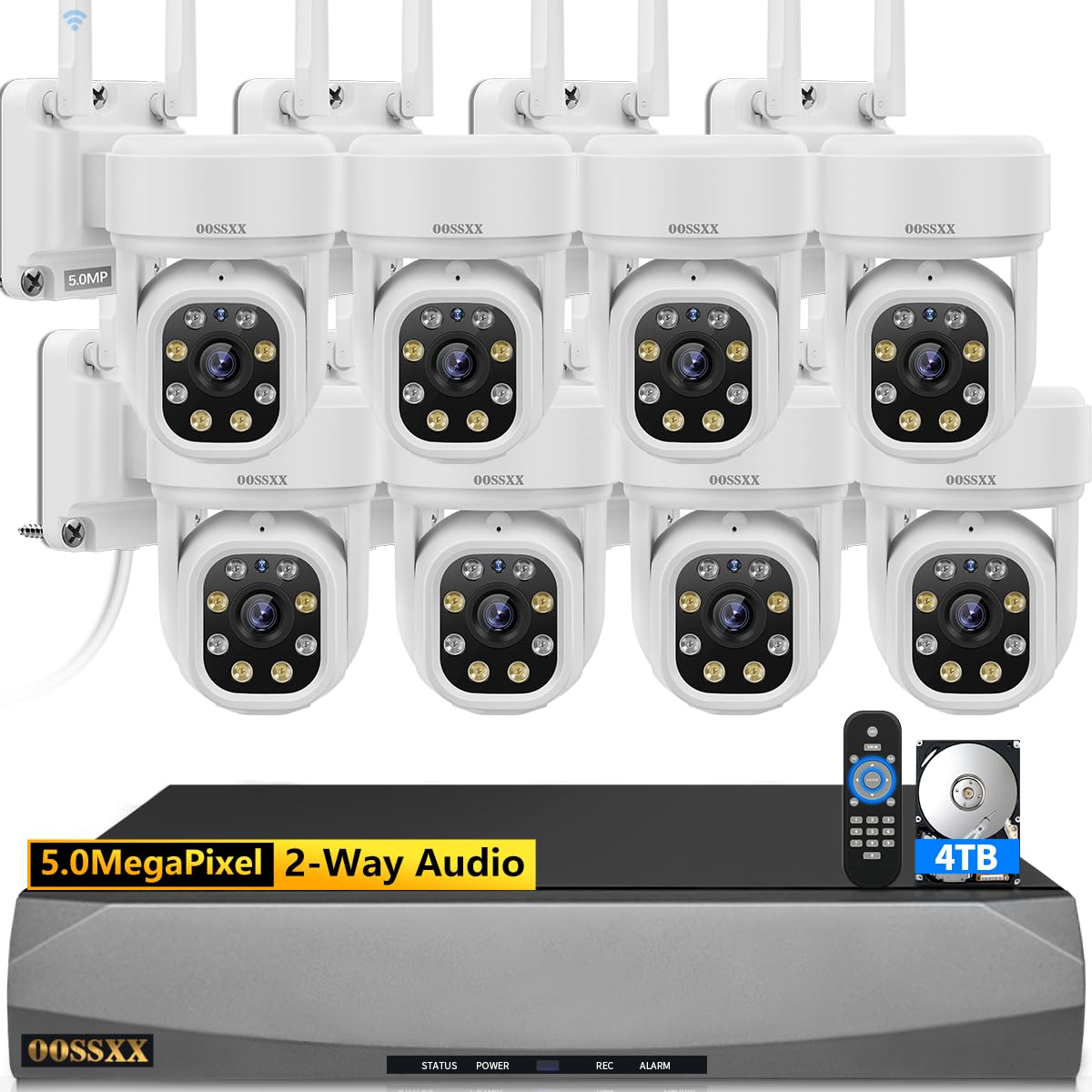 Auto - Tracking & 2 - Way Audio PTZ WiFi Outdoor Security Camera System Pan 5MP Wireless Cameras System 10 Channel NVR Video Surveillance DVR Set - RealmSelect