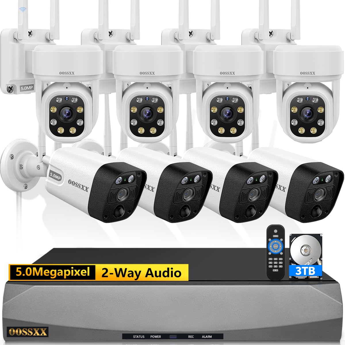 Auto - Tracking & 2 - Way Audio PTZ WiFi Outdoor Security Camera System Pan 5MP Wireless Cameras System 10 Channel NVR Video Surveillance DVR Set - RealmSelect