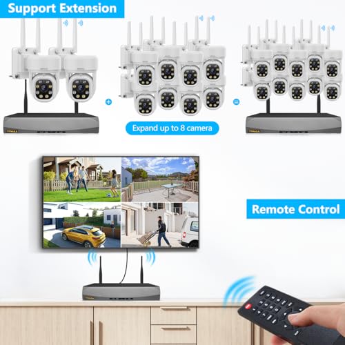 Auto - Tracking & 2 - Way Audio PTZ WiFi Outdoor Security Camera System Pan 5MP Wireless Cameras System 10 Channel NVR Video Surveillance DVR Set - RealmSelect