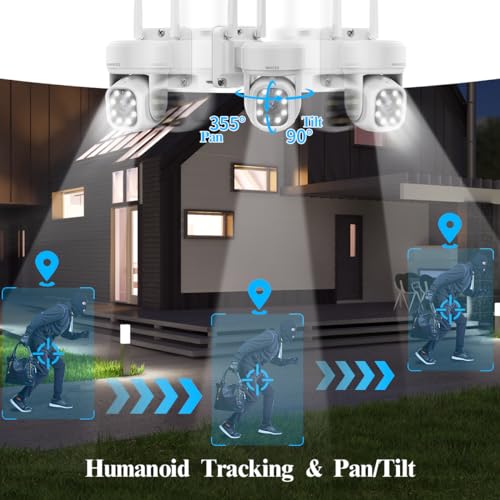 Auto - Tracking & 2 - Way Audio PTZ WiFi Outdoor Security Camera System Pan 5MP Wireless Cameras System 10 Channel NVR Video Surveillance DVR Set - RealmSelect
