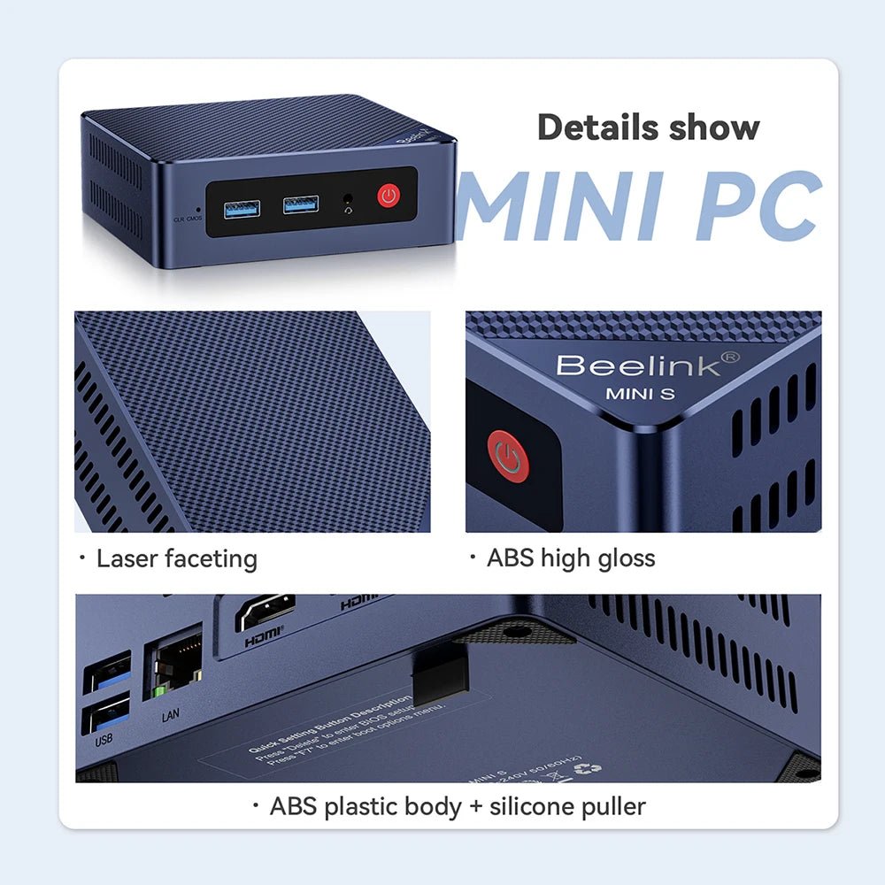 Beelink Mini PC N100 S12 Pro Twin Lake N150 S13 16G500G Mini S Intel N5095 8GB 128GB SSD Desktop Office Computer N95 VS GK3V - RealmSelect