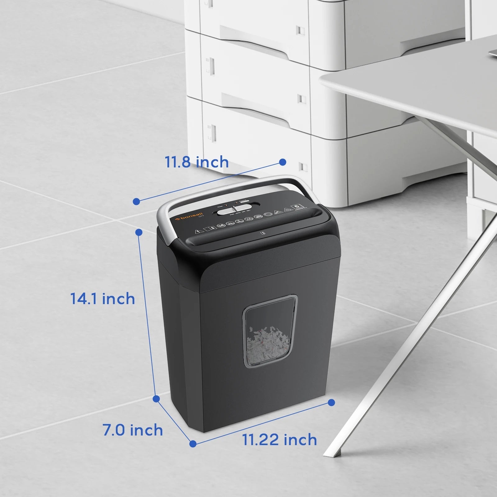 Bonsaii 6 - Sheet Cross Cut Paper Shredder Home Office Use with Handle for Document,Mail,Staple,Clip - 3.4 Gal Wastebasket - RealmSelect