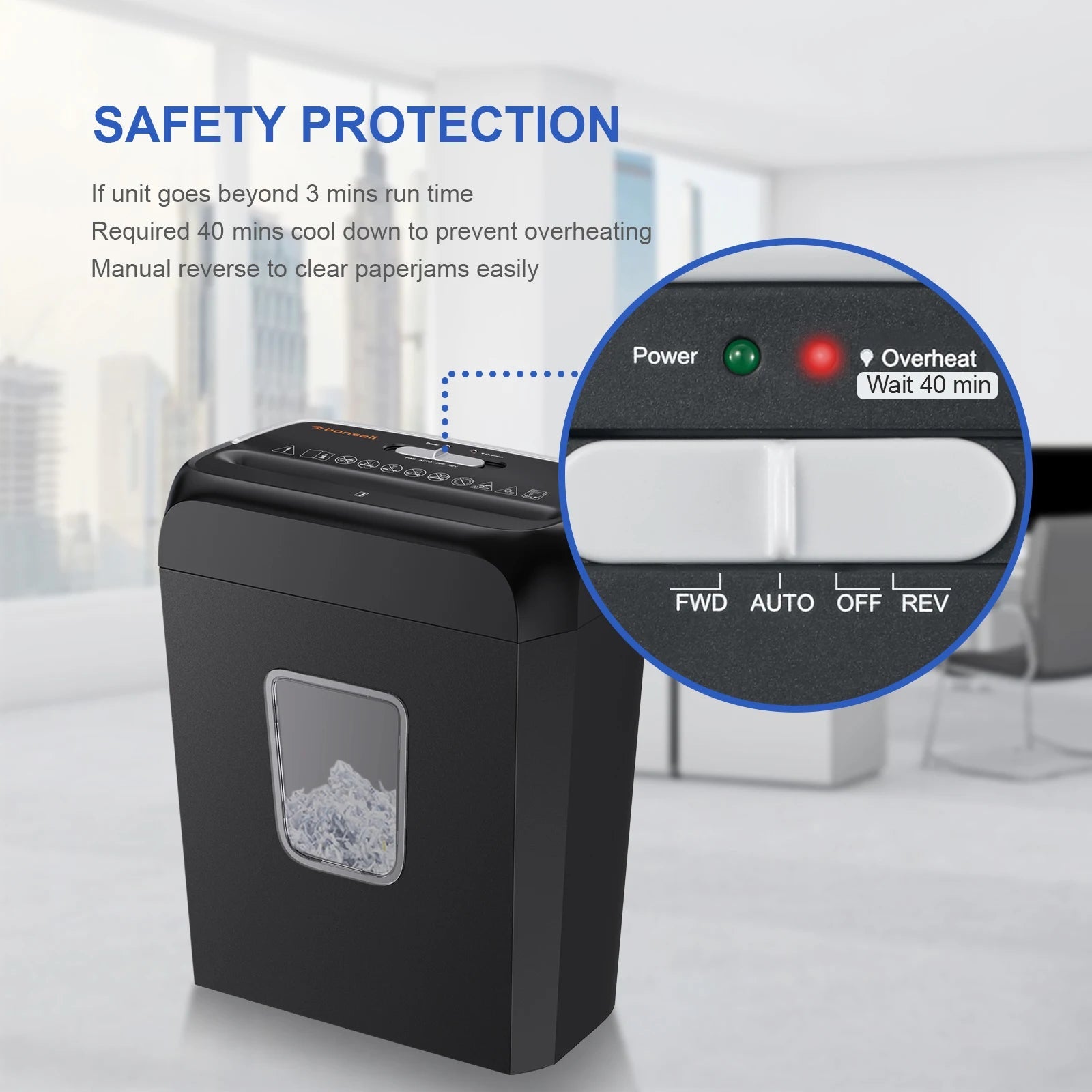 Bonsaii 6 - Sheet Cross Cut Paper Shredder Home Office Use with Handle for Document,Mail,Staple,Clip - 3.4 Gal Wastebasket - RealmSelect