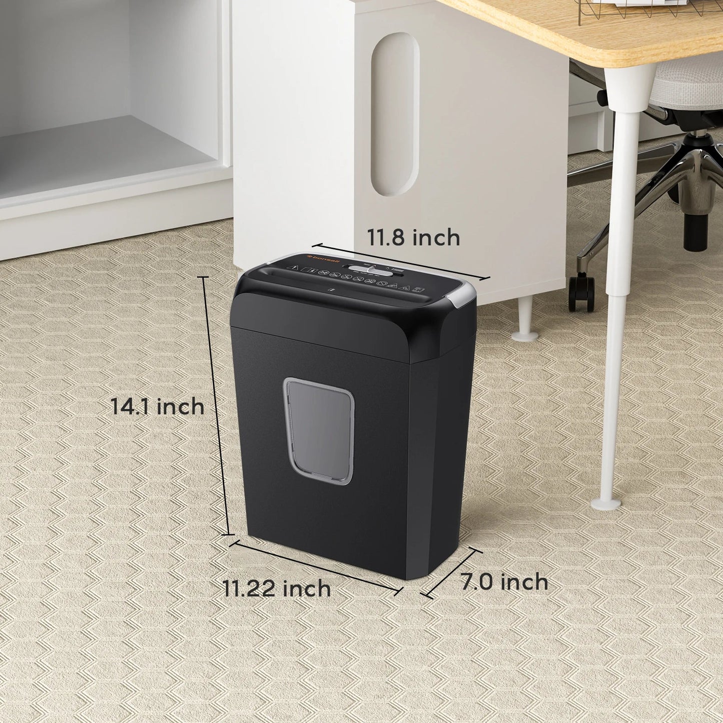 Bonsaii 6 - Sheet Cross Cut Paper Shredder Home Office Use with Handle for Document,Mail,Staple,Clip - 3.4 Gal Wastebasket - RealmSelect